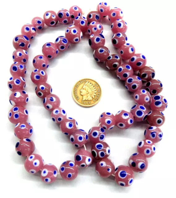 Lampwork Vintage Pink Eye African Trade Beads  20 Pc  Venetian look  T2386