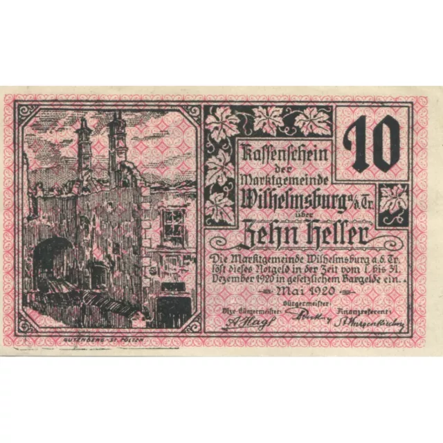 [#285088] Banknote, Austria, Wilhelmsburg, 10 Heller, ruine, 1920, UNC Mehl: