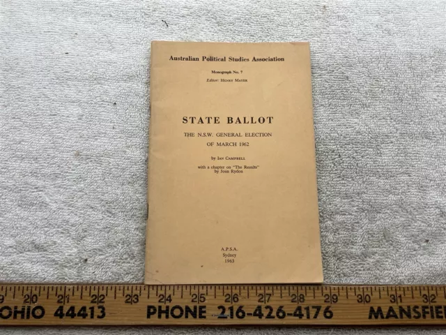 1962 1963 Australian Political Studies State Ballot General Election Sydney