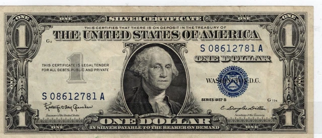 Series 1957 B One Dollar Silver Certificate Blue Seal