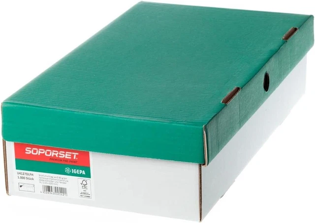 Busta supporto DIN lungo 110 x 220 mm bianco FSC® 80g/m2 HK con finestra 1000