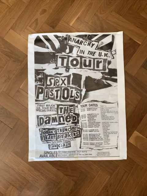 Rare Sex Pistols - Anarchy In The UK Tour Poster Double Sided Jamie Reid Artwork