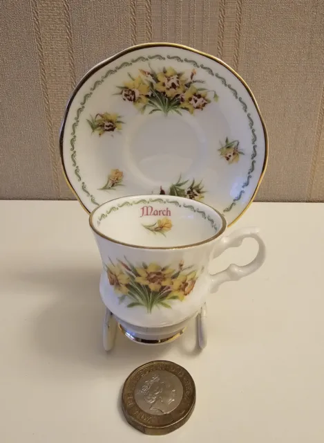 Elizabethan Vintage Hand Decorated Miniature March Cup And Saucer
