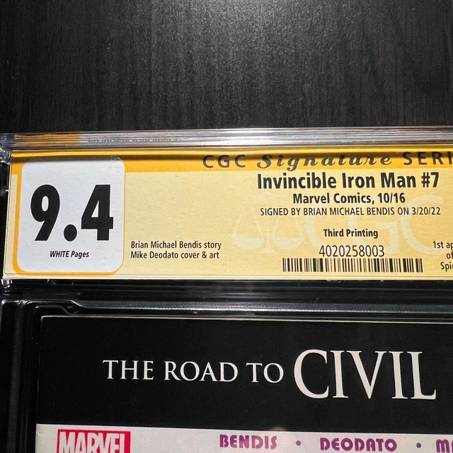 Invincible Iron Man #7 CGC SS 9.4 Signed Bendis 3rd Print 1st App. Riri Williams 2