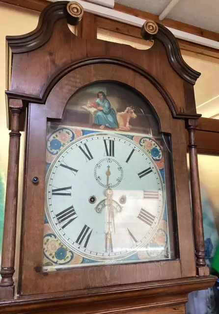 Impressive 7' Grandfather Clock, Image of St Luke - needs attention sold as seen