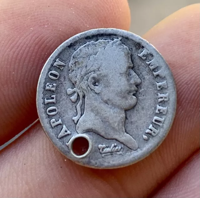 Moneda PLATA FRANCIA Demi Franc 1811. 1/2 Franco. NAPOLEON / France. Perforado