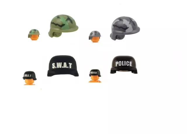 4 Custom tactical HELMETS for lego minifigure police s.w.a.t team army new lot