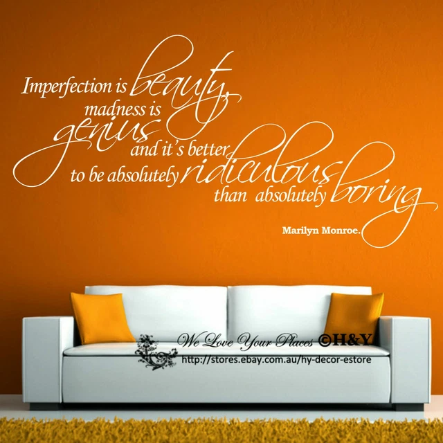REMOVABLE WALL ART Quotes Vinyl Decal Stickers Decor Imperfection is