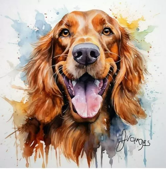 Watercolor Irish Setter Painting Art Print 8x11 inch