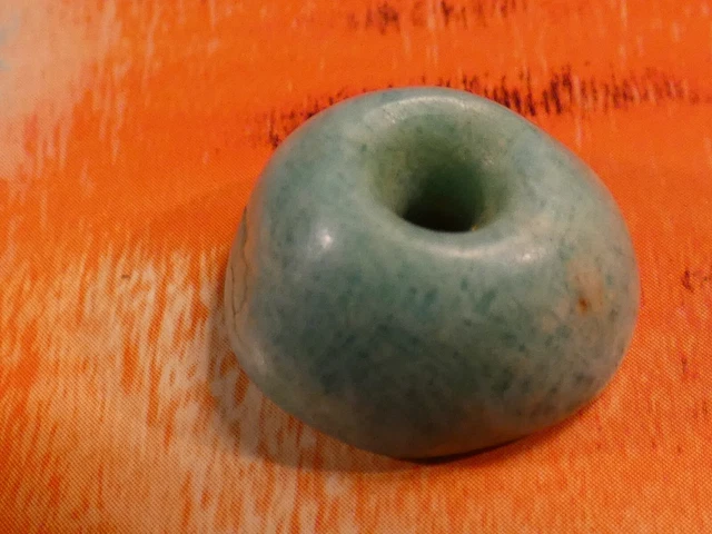 Ancient Indus Western Asia World Class Aqua Hued Amazonite Disc Bead 15.5-8.0 Mm