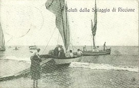 Riccione(Rimini)-Saluti dalla Spiaggia-1920