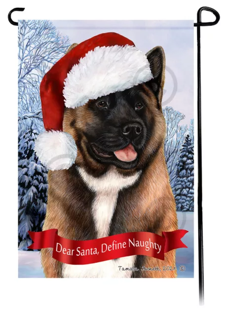 Dear Santa, Define Naughty Garden Flag - Red Akita 001