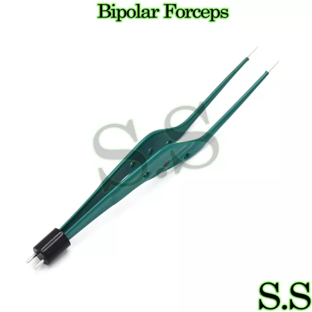 Bayonet Bipolar Forceps 7.5" Green Electrosurgical Instruments EL-045