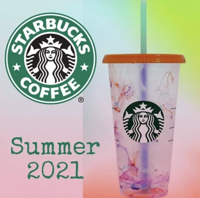 Starbucks Summer 2021 Color Changing Confetti Swirl Reusable Cold Cup NEW