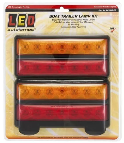 207Barlp2 Genuine Led Autolamps Submersible Boat Trailer Tail Lights Lamps Pair