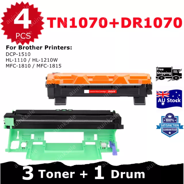 Comb Compatible 3X Toner TN-1070 + 1X Drum DR-1070 For Brother HL1110 MFC1810