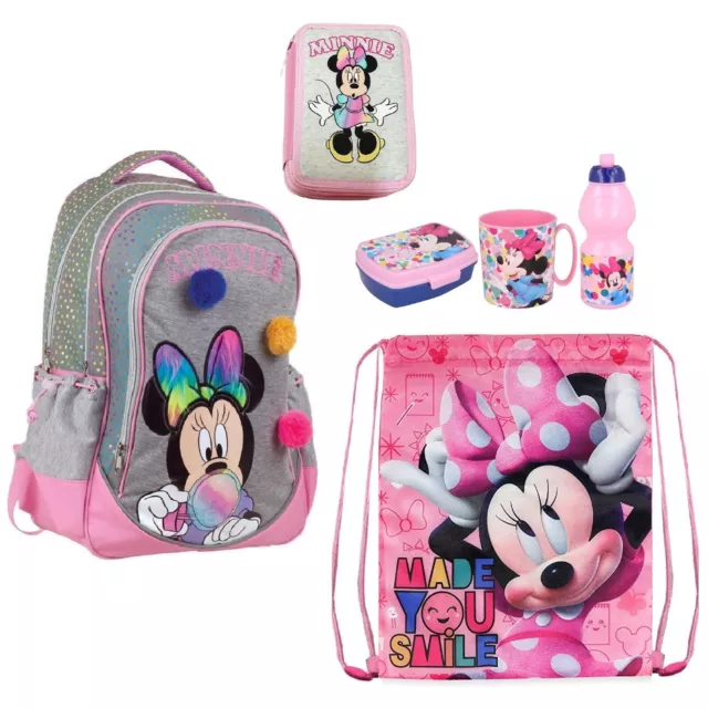 Minnie Souris Set Sac à Dos Grand Trousse 2zip Amène Collation École Élémentaire