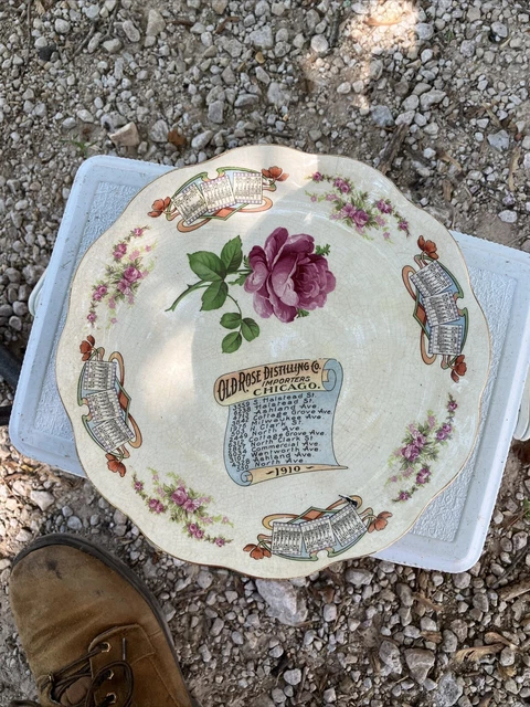 OLD ROSE DISTILLING CO - 1910 Calendar Souvenir China Plate CHICAGO ILLINOIS