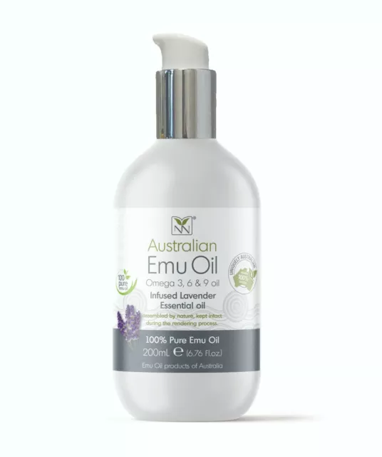 100% Pure Australian Emu Oil Infused with Lavender, 200ml twist lock pump