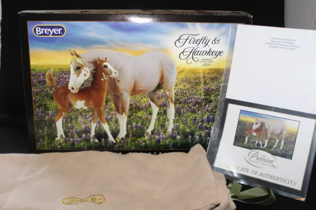 Breyer 2021 FIREFLY & HAWKEYE Premier Club Sabino Mare & Foal Bag, Box & COA