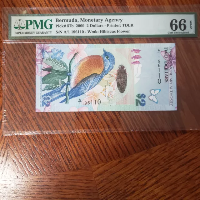 2009 Bermuda Two Dollars PMG Gem Uncirculated 66 EPQ