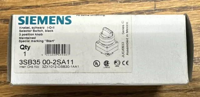 Siemens 3Sb35 00-2Sa11 3 Position Maintained Selector Switch  **New In Box**