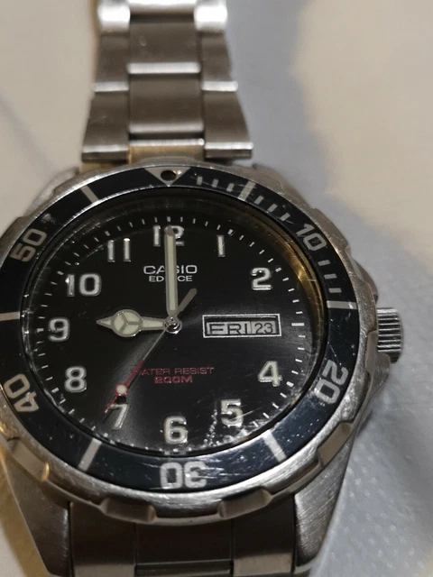 GENTS CASIO EDIFICE EF 200 Double Red Quartz Divers Watch 200m