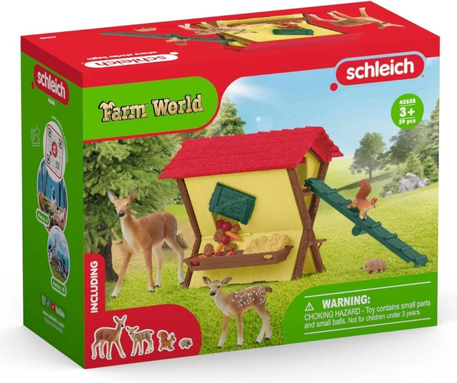 Schleich 42658 Forest Animals Cabin, from 3 Years old, Farm World - Set, 39 pieces