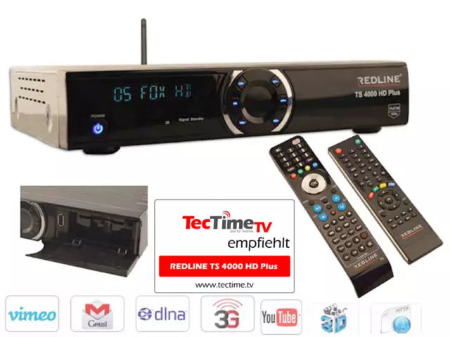 Redline TS 4000 HD HDTV Satelliten Receiver mit CI, CA incl. HDMI Kabel & 2x FB