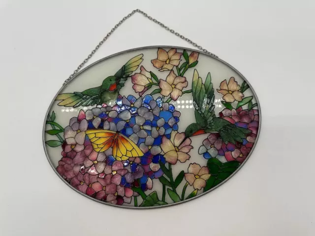 Stained Glass Suncatcher Hummingbird’s Sun Catcher Window / wall ~ 8.75”x 6.5”