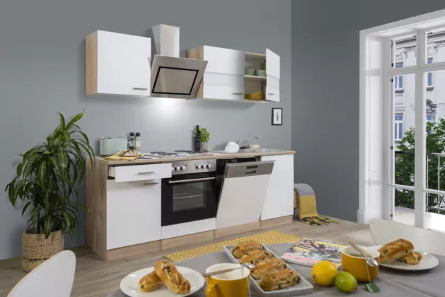 Cucina attrezzata cucinino Rovere Bianco Merle 220 CM