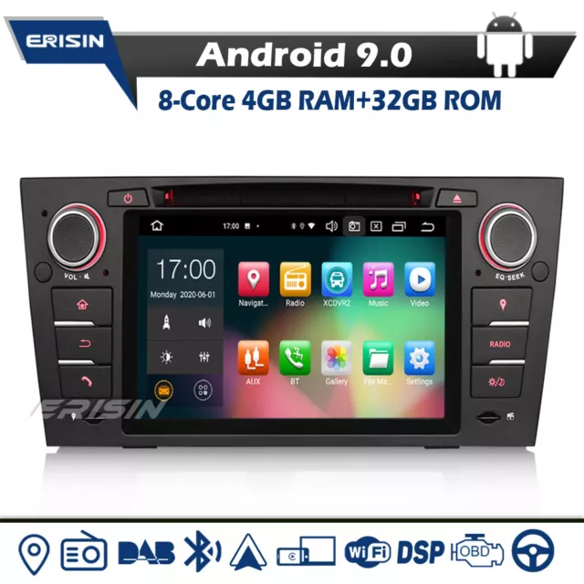 Acht Kern Android 9.0 Autoradio DAB+ GPS für BMW E90 Saloon E91 Touring E92 E93