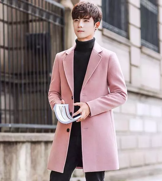 Mens Winter Slim Fit Long Trench Wool Coat Outwear Overcoat Button
