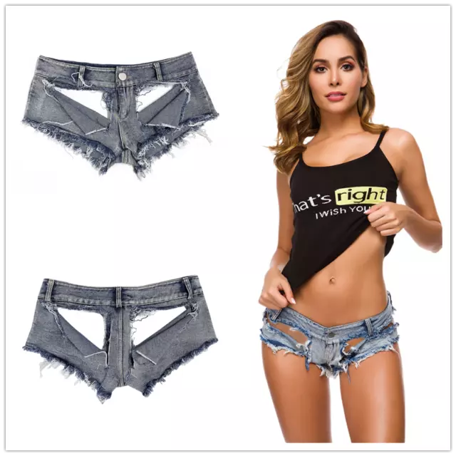 Women's Summer Mini Shorts Denim Cut Low Waist Sexy Micro Denim Hot Pants