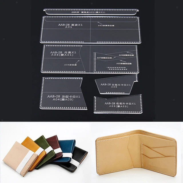 Leather Craft Clear Acrylic  Bag Folding Wallet Pattern Stencil Template