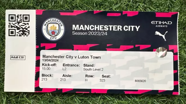 Manchester City vs Luton Town - Saturday 13th April 2024 - Premier League Ticket