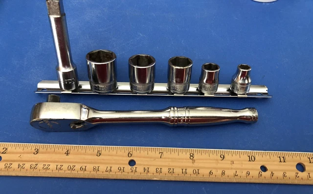 Vintage Snap On 3/8” Drive 6-point SAE Socket Set With F80 Ratchet & FVX2 3” Ext