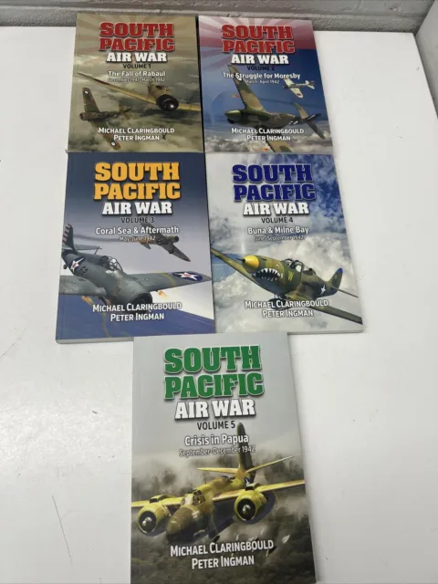 Vintage Book Set South Pacific Air War Moresby Milne Bay Cral Sea Papua Ww2 M