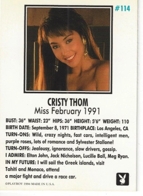 TC 482 PLAYBOY Miss Feb.1991 Cristy Thom 114 £1.71 - PicClick UK