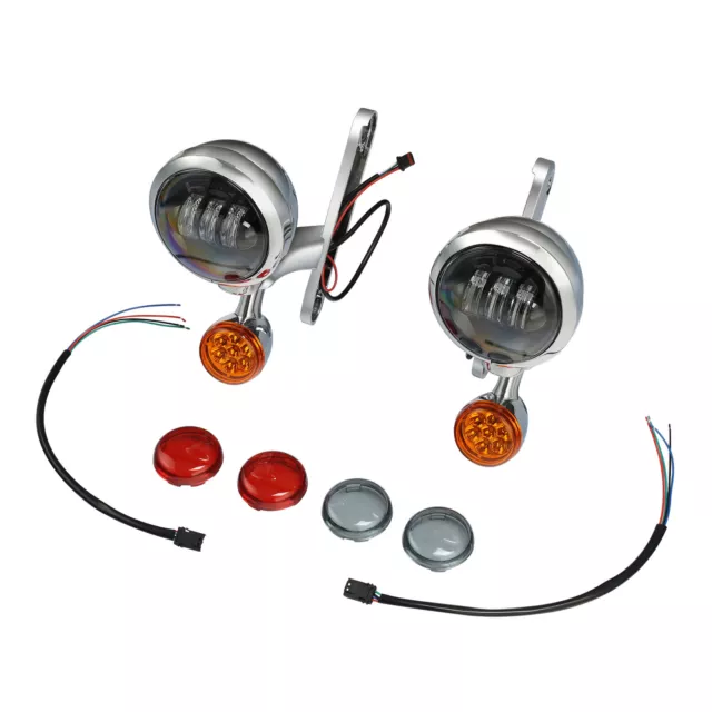 Auxiliary Fog Passing Light Brackets Turn Signals Fit For Harley Touring 14-23