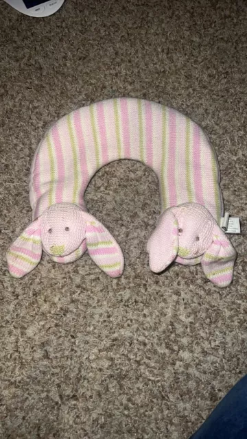 Maison Chic Pink Bunnies Travel Neck Pillow for Infant Baby Head Support