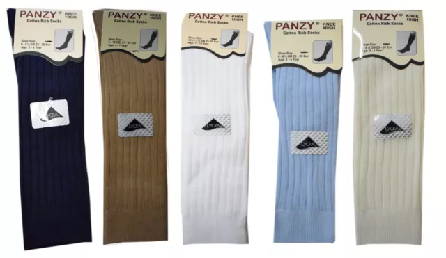 5 Pairs Baby Boys & Girls Knee High Plain Ribbed 80% Cotton Socks 0-9 YRS