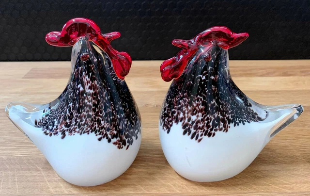 Glasfigur Hühner Glaskunst Kristallglas Statue Kunstglas Figur Huhn Deko Glas