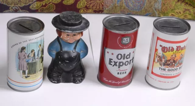 (4) Vintage Still BANKS Amish Farmer OLD DUTCH Old Export Beer OHIO LITTER LAW