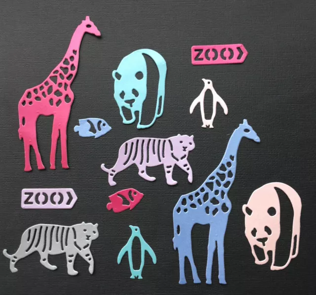 Zoo Animals Die Cuts - Assorted Colours in sets of 12