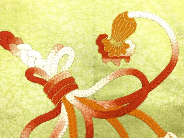 6488833: Japanese Kimono / Antique Nagoya Obi / Embroidery / Kumihimo Cord Patte