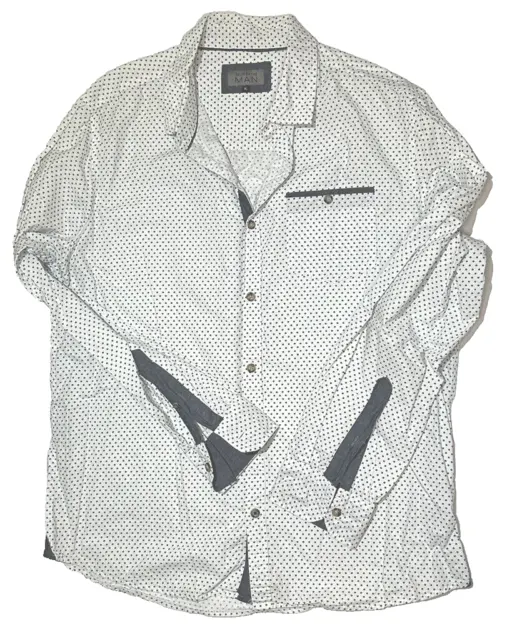 Camicia da uomo Truworths XL Sudafrica bianca tratteggiata casual con bottoni