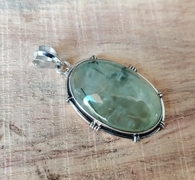 Natural Prehnite Gemstone 925 Sterling Silver Beautiful Designer Pendent SR1248