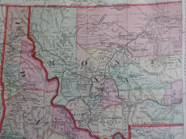 Idaho & Montana or Montana & Wyoming 1892 Tunison Double Sided Map 2