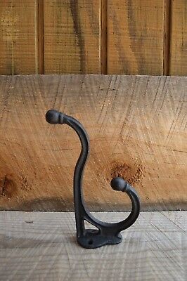 New Reproduction Old School Style Black Cast Iron Coat Hat Planter Wall Hook 3